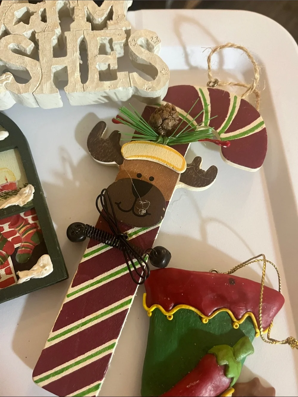 10 pc Rustic Green & Red Holiday Ornament Set - Festive Assortment